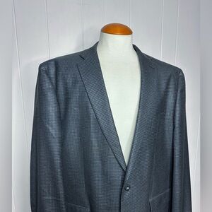 Calvin Klein Silk & Wool Gray Blue Checkered Blazer Sport Coat